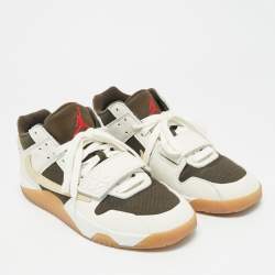 Pre Owned Air Jordans Multicolor Canvas and Leather Jordan Jumpman Jack TR Travis Scott Sail Sneakers Size 44.5