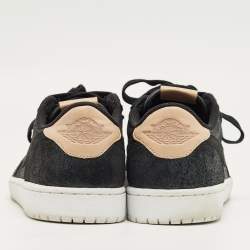 Pre Owned Air Jordans Black Suede Jordan 1 Retro Low OG Black Vachetta Sneakers Size 44.5