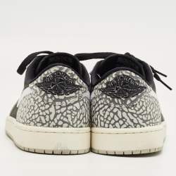 Pre Owned Air Jordans Black/Grey Nubuck and Leather Jordan 1 Retro Low OG Black Cement Sneakers Size 44.5