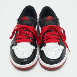 Pre Owned Air Jordans Multicolor Leather Jordan 1 Retro Low OG Black Toe Sneakers Size 44.5