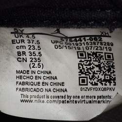 Pre Owned Air Jordans Black/White Leather Jordan 1 Retro High Bloodline Sneakers Size 37.5