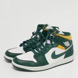 Pre Owned Air Jordans 1 Retro High Size 45 Tricolor Leather High Top Sneakers