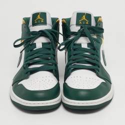 Pre Owned Air Jordans 1 Retro High Size 45 Tricolor Leather High Top Sneakers