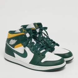 Pre Owned Air Jordans 1 Retro High Size 45 Tricolor Leather High Top Sneakers