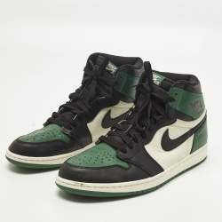 مملوكة مسبقًا Air Jordans Air Jordan 1 Size 46 Green/White Leather High Top Sneakers