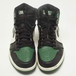 مملوكة مسبقًا Air Jordans Air Jordan 1 Size 46 Green/White Leather High Top Sneakers