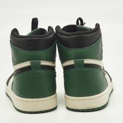 مملوكة مسبقًا Air Jordans Air Jordan 1 Size 46 Green/White Leather High Top Sneakers