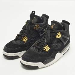 مملوكة مسبقًا حذاء رياضي إير جوردان 4 ريترو جلد أسود/شامواه برباط مقاس 43