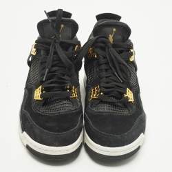مملوكة مسبقًا حذاء رياضي إير جوردان 4 ريترو جلد أسود/شامواه برباط مقاس 43