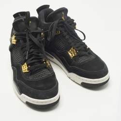 مملوكة مسبقًا حذاء رياضي إير جوردان 4 ريترو جلد أسود/شامواه برباط مقاس 43