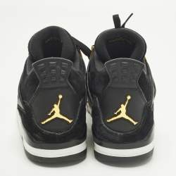 مملوكة مسبقًا حذاء رياضي إير جوردان 4 ريترو جلد أسود/شامواه برباط مقاس 43