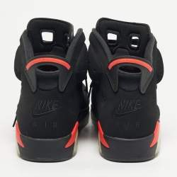 Pre Owned Air Jordans 6 Retro Size 44.5 Black Nubuck Leather High Top Sneakers