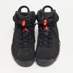 Pre Owned Air Jordans 6 Retro Size 44.5 Black Nubuck Leather High Top Sneakers