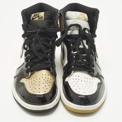 Pre Owned Air Jordans 1 Retro High Og Nrg Size 43 Gold Leather High Top Sneakers