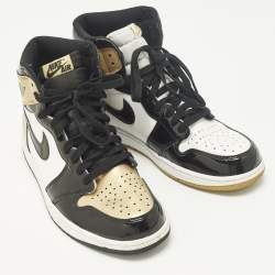 Pre Owned Air Jordans 1 Retro High Og Nrg Size 43 Gold Leather High Top Sneakers