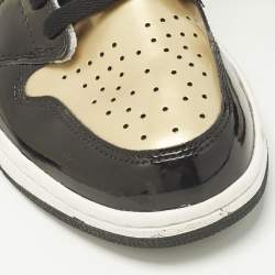 Pre Owned Air Jordans 1 Retro High Og Nrg Size 43 Gold Leather High Top Sneakers