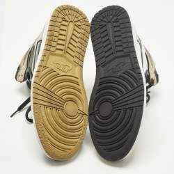 Pre Owned Air Jordans 1 Retro High Og Nrg Size 43 Gold Leather High Top Sneakers