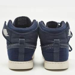 Pre Owned Air Jordans 1 AJKO High OG Size 42 Navy Blue Canvas and Fabric High Top Sneakers