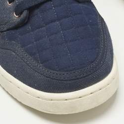 Pre Owned Air Jordans 1 AJKO High OG Size 42 Navy Blue Canvas and Fabric High Top Sneakers