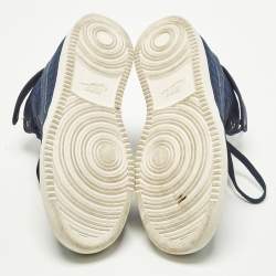 Pre Owned Air Jordans 1 AJKO High OG Size 42 Navy Blue Canvas and Fabric High Top Sneakers