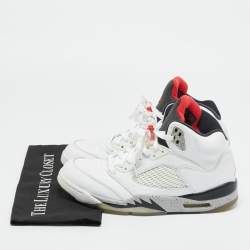 مملوكة مسبقًا Air Jordans Jordan 5 Retro Size 43 White Leather High Top Sneakers