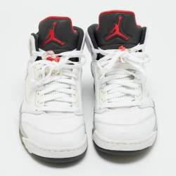 مملوكة مسبقًا Air Jordans Jordan 5 Retro Size 43 White Leather High Top Sneakers