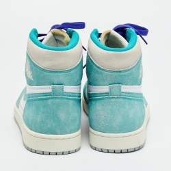 Pre Owned حذاء رياضي اير جوردن جوردن 1 ريترو هاي جلد أخضر/أبيض مقاس 44.5