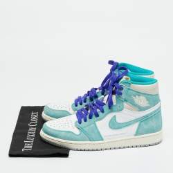 Pre Owned حذاء رياضي اير جوردن جوردن 1 ريترو هاي جلد أخضر/أبيض مقاس 44.5