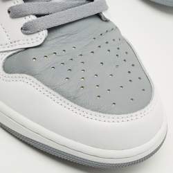 Pre Owned حذاء رياضي إير جوردان جوردان 1 ريترو هاي ستيلث جلد أبيض رمادي مقاس 44.5