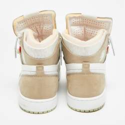 Pre Owned حذاء رياضي اير جوردان 1 مرتفع العنق جلد وزخرف متعدد الألوان مقاس 44.5