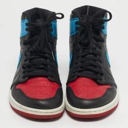 Pre Owned حذاء رياضي اير جوردان 1 ريترو جوردان جلد أخضر/أسود بعنق مرتفع مقاس 45