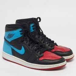 Pre Owned حذاء رياضي اير جوردان 1 ريترو جوردان جلد أخضر/أسود بعنق مرتفع مقاس 45