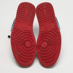 Pre Owned حذاء رياضي اير جوردان 1 ريترو جوردان جلد أخضر/أسود بعنق مرتفع مقاس 45