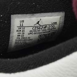 مملوكة مسبقًا Air Jordans Jordan 4 Retro PSG Neutral Grey Bordeaux Size 45 White/Grey Leather Lace Up Sneakers