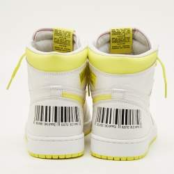 مملوكة مسبقًا Air Jordans Jordan 1 Retro High First Class Flight Size 46 White/Yellow Leather High Top Sneakers