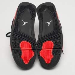 Pre Owned حذاء رياضي آير جوردانز جوردن 4 ريترو ثندر أحمر جلد نوبيك أسود/أحمر بعنق عالي مقاس 45.5