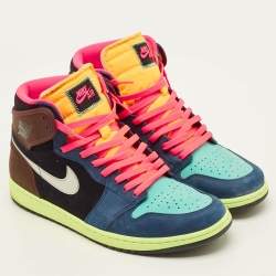 مملوكة مسبقًا Air Jordans Jordan 1 Retro Tokyo Bio Hack Size 45.5 Multicolor Nubuck Leather High Top Sneakers