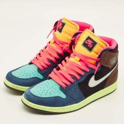 مملوكة مسبقًا Air Jordans Jordan 1 Retro Tokyo Bio Hack Size 45.5 Multicolor Nubuck Leather High Top Sneakers