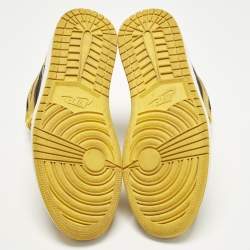 Pre Owned Air Jordans Jordan 1 Retro Pollen Size 45.5 Yellow/Black Leather High Top Sneakers