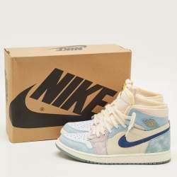 مملوكة مسبقًا Air Jordans Jordan 1 Zoom Air CMFT Celestine Blue Size 45 Multicolor Nubuck and Leather High Top Sneakers
