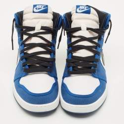 مملوكة مسبقًا Air Jordans Jordan 1 Retro AJKO Storm Blue Size 45 Multicolor Canvas and Leather High Top Sneakers