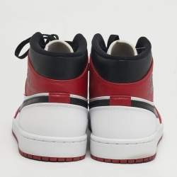 مملوكة مسبقًا حذاء رياضي اير جوردانز جلد أسود/رمادي جوردان 1 ميد شادو أحمر مقاس 45