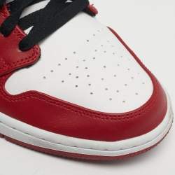 مملوكة مسبقًا حذاء رياضي اير جوردانز جلد أسود/رمادي جوردان 1 ميد شادو أحمر مقاس 45