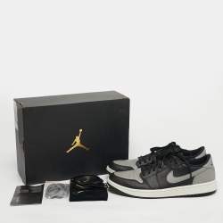 مملوكة مسبقًا Air Jordans Jordan 1 Retro Golf Shadow Size 46 Black/Grey Leather Low Top Sneakers
