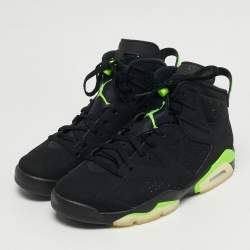 Pre Owned Air Jordans Jordan 6 Retro Electric Green Size 45 Black Durabuck Leather High Top Sneakers