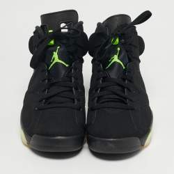 Pre Owned Air Jordans Jordan 6 Retro Electric Green Size 45 Black Durabuck Leather High Top Sneakers