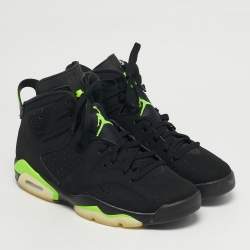Pre Owned Air Jordans Jordan 6 Retro Electric Green Size 45 Black Durabuck Leather High Top Sneakers