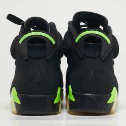 Pre Owned Air Jordans Jordan 6 Retro Electric Green Size 45 Black Durabuck Leather High Top Sneakers