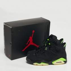 Pre Owned Air Jordans Jordan 6 Retro Electric Green Size 45 Black Durabuck Leather High Top Sneakers
