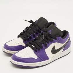 Pre Owned حذاء رياضي إير جوردانز جوردان 1 منخفض بريد تو جلد أسود/أحمر مقاس 45